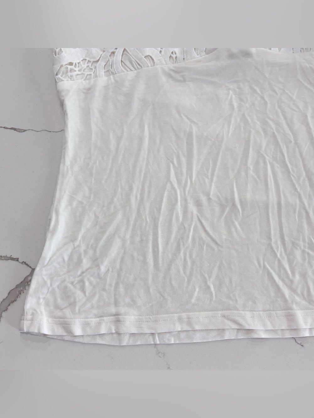 Boston Proper White Lace-Detail Double Adjustable Spaghetti Straps Tank Top L - Picture 5 of 15